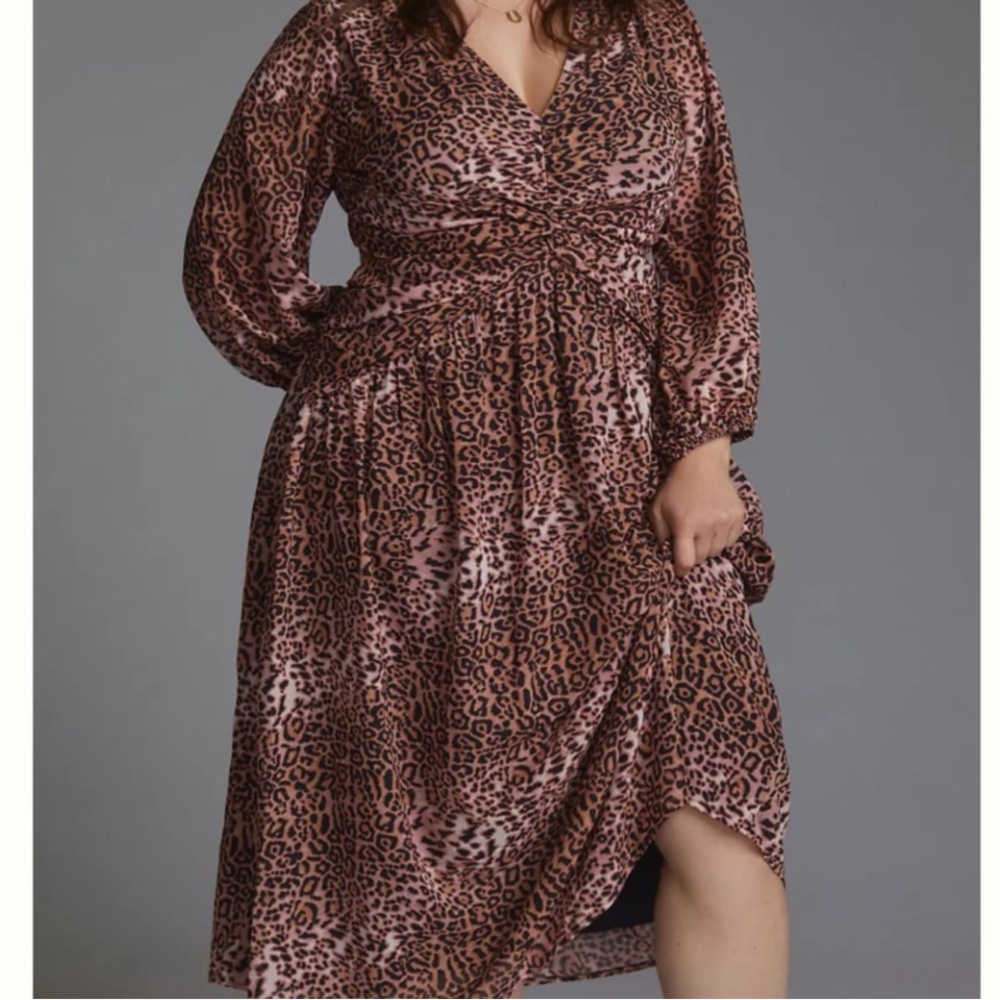 Leopard Print V-Neck Dress